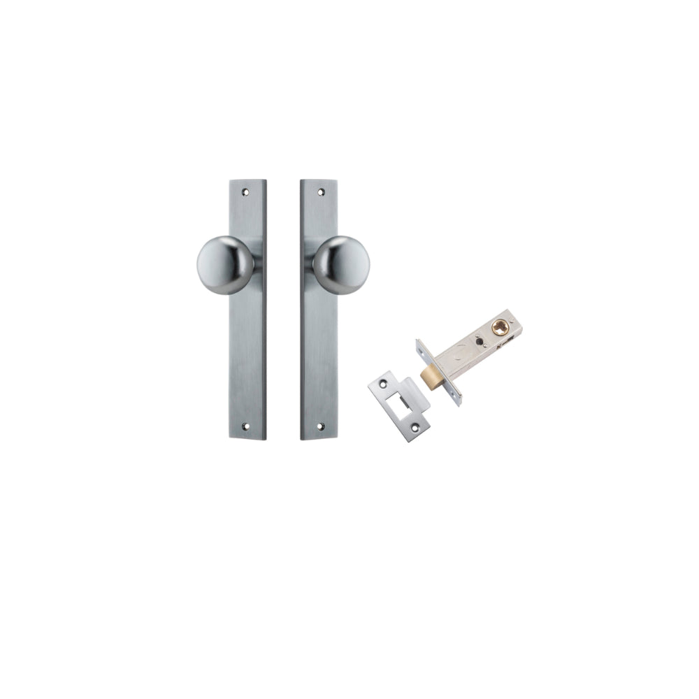 Door Knob Cambridge Rectangular Latch Brushed Chrome H240xW38xP67mm Passage Kit Tube Latch Split Cam 'T' Striker Brushed Chrome Backset 60mm in Brushed Chrome