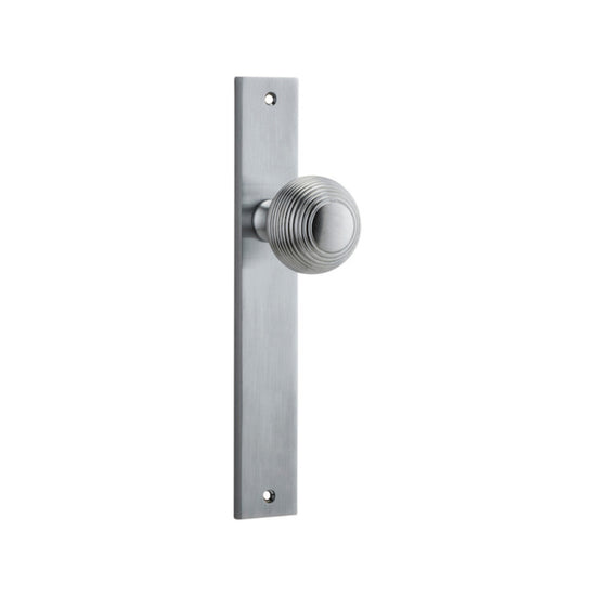 Door Knob Guildford Rectangular Latch Brushed Chrome H240xW38xP60mm in Brushed Chrome