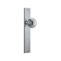 Door Knob Guildford Rectangular Latch Brushed Chrome H240xW38xP60mm in Brushed Chrome
