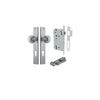 Door Knob Guildford Rectangular Euro Brushed Chrome CTC85mm H240xW38xP60mm Entrance Kit Mortice Lock Euro Brushed Chrome CTC85mm Backset 60mm, Euro Cylinder Key Thumb 6 Pin Brushed Chrome L70mm KA1 in Brushed Chrome