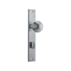 Door Knob Guildford Rectangular Privacy Brushed Chrome CTC85mm H240xW38xP60mm in Brushed Chrome