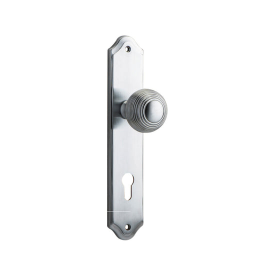 Door Knob Guildford Shouldered Euro Brushed Chrome CTC85mm H237xW50xP60mm in Brushed Chrome
