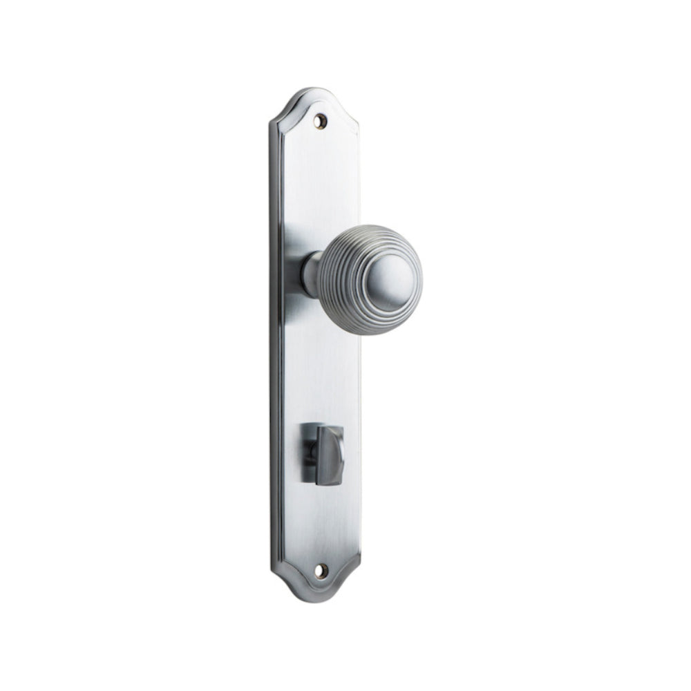 Door Knob Guildford Shouldered Privacy Brushed Chrome CTC85mm H237xW50xP60mm in Brushed Chrome