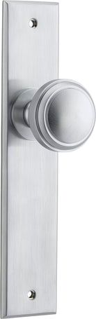 Door Knob Paddington Chamfered Latch Brushed Chrome H240xW50xP63mm in Brushed Chrome