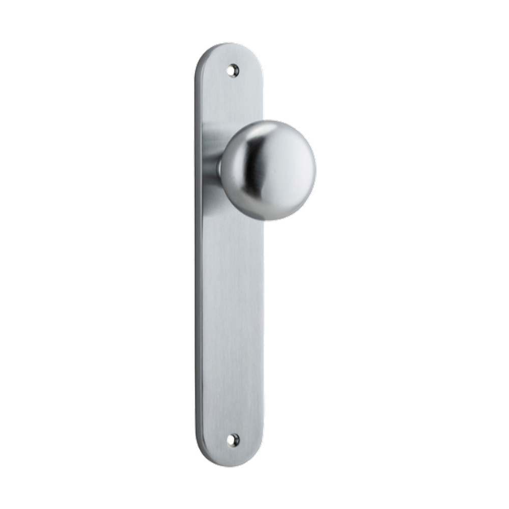 Door Knob Cambridge Oval Latch Brushed Chrome H230xW40xP67mm in Brushed Chrome