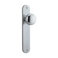 Door Knob Cambridge Oval Latch Brushed Chrome H230xW40xP67mm in Brushed Chrome