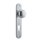 Door Knob Cambridge Oval Euro Brushed Chrome CTC85mm H230xW40xP67mm in Brushed Chrome