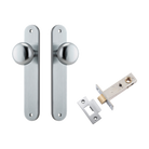 Door Knob Cambridge Oval Latch Brushed Chrome H240xW40xP67mm Passage Kit, Tube Latch Split Cam 'T' Striker Brushed Chrome Backset 60mm in Brushed Chrome