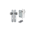 Door Knob Guildford Oval Euro Brushed Chrome CTC85mm H240xW40xP60mm Entrance Kit, Mortice Lock Euro Brushed Chrome CTC85mm Backset 60mm, Euro Cylinder Dual Function 5 Pin Brushed Chrome L65mm KA1 in Brushed Chrome