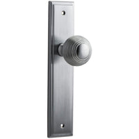 Door Knob Guildford Stepped Latch Brushed Chrome H237xW50xP60mm in Brushed Chrome