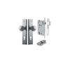 Door Knob Guildford Stepped Euro Brushed Chrome CTC85mm H240xW50xP60mm Entrance Kit, Mortice Lock Euro Brushed Chrome CTC85mm Backset 60mm, Euro Cylinder Dual Function 5 Pin Brushed Chrome L65mm KA1 in Brushed Chrome