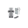 Door Knob Guildford Stepped Euro Brushed Chrome CTC85mm H240xW50xP60mm Entrance Kit, Mortice Lock Euro Brushed Chrome CTC85mm Backset 60mm, Euro Cylinder Key Thumb 6 Pin Brushed Chrome L70mm KA1 in Brushed Chrome