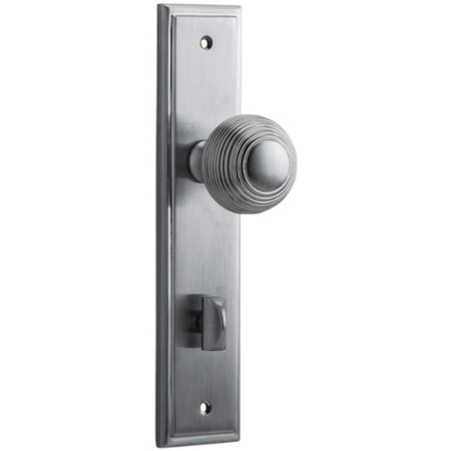 Door Knob Guildford Stepped Privacy Brushed Chrome CTC85mm H237xW50xP60mm in Brushed Chrome