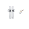 Door Knob Cambridge Chamfered Brushed Chrome D55xP62mm BPH240xW50mm Passage Kit, Tube Latch Split Cam 'T' Striker Brushed Chrome Backset 60mm in Brushed Chrome