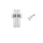 Door Knob Cambridge Chamfered Brushed Chrome D55xP62mm BPH240xW50mm Passage Kit, Tube Latch Split Cam 'T' Striker Brushed Chrome Backset 60mm in Brushed Chrome