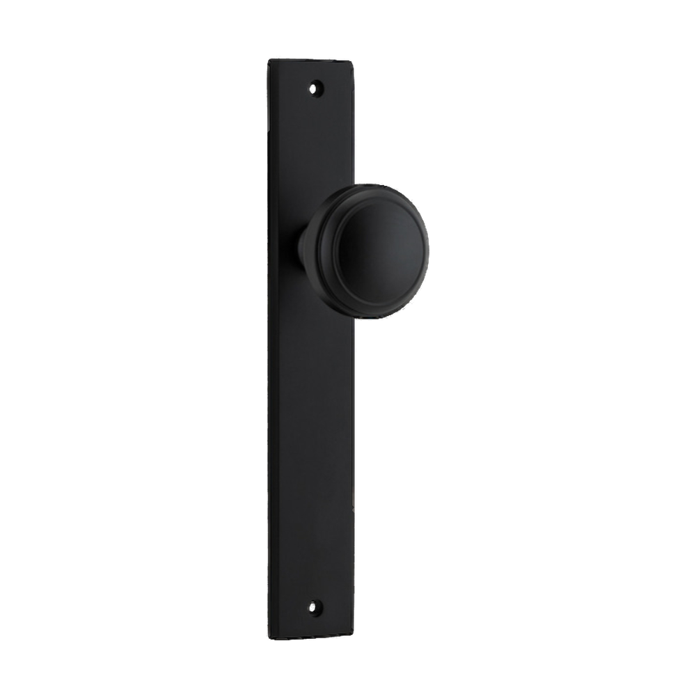 Door Knob Paddington Rectangular Latch Matt Black H240xW38xP68mm in Matt Black