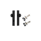 Door Knob Paddington Rectangular Privacy Matt Black CTC85mm H240xW38xP68mm Inbuilt Privacy Kit Tube Latch Split Cam 'T' Striker Matt Black Backset 60mm, Privacy Bolt Round Bolt Matt Black Backset 60mm in Matt Black