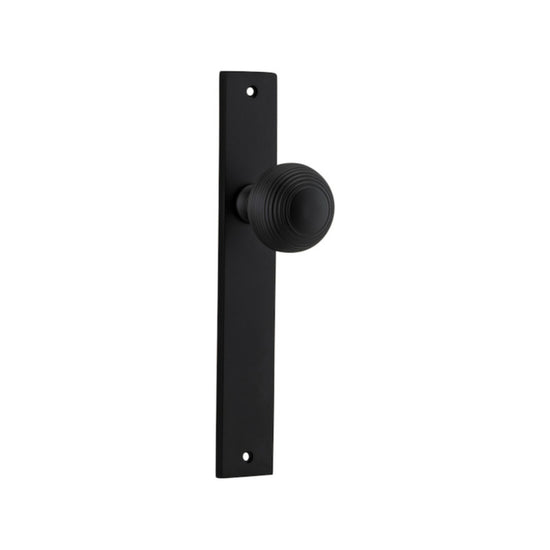 Door Knob Guildford Rectangular Latch Matt Black H240xW38xP60mm in Matt Black