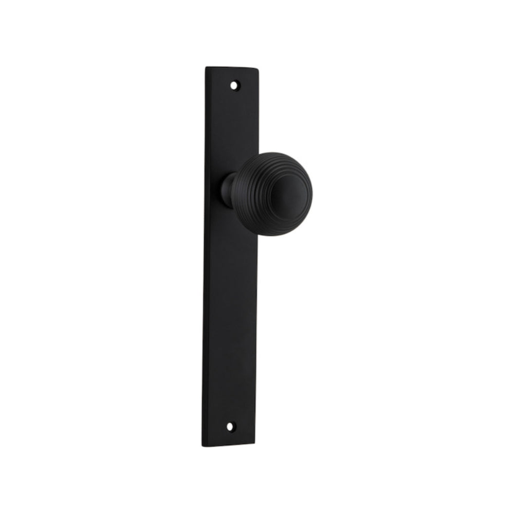 Door Knob Guildford Rectangular Latch Matt Black H240xW38xP60mm in Matt Black