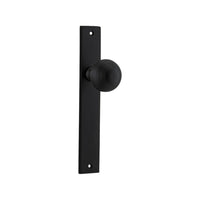 Door Knob Guildford Rectangular Latch Matt Black H240xW38xP60mm in Matt Black