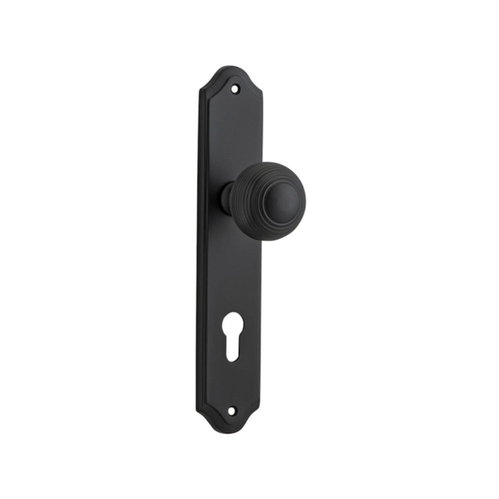 Door Knob Guildford Shouldered Euro Matt Black CTC85mm H237xW50xP60mm in Matt Black