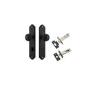 Door Knob Guildford Shouldered Privacy Matt Black CTC85mm H240xW50xP60mm Inbuilt Privacy Kit, Tube Latch Split Cam 'T' Striker Matt Black Backset 60mm, Privacy Bolt Round Bolt Matt Black Backset 60mm in Matt Black