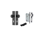 Door Knob Paddington Chamfered Euro Pair Matt Black CTC85mm D55xP63mm BPH240xW50mm, Mortice Lock Euro Matt Black CTC85mm Backset 60mm, Euro Cylinder Key Thumb 5 Pin Matt Black 65mm KA4 in Matt Black