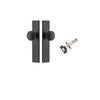Door Knob Paddington Chamfered Matt Black D55xP63mm BPH240xW50mm Passage Kit, Tube Latch Split Cam 'T' Striker Matt Black Backset 60mm in Matt Black