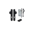 Door Knob Paddington Oval Euro Matt Black CTC85mm H240xW40xP68mm Entrance Kit, Mortice Lock Euro Matt Black CTC85mm Backset 60mm, Euro Cylinder Dual Function 5 Pin Matt Black L65mm KA1 in Matt Black
