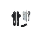 Door Knob Paddington Oval Euro Matt Black CTC85mm H240xW40xP68mm Entrance Kit, Mortice Lock Euro Matt Black CTC85mm Backset 60mm, Euro Cylinder Key Thumb 6 Pin Matt Black L70mm KA1 in Matt Black