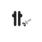 Door Knob Paddington Oval Latch Matt Black H240xW40xP68mm Passage Kit, Tube Latch Split Cam 'T' Striker Matt Black Backset 60mm in Matt Black