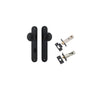 Door Knob Paddington Oval Privacy Matt Black CTC85mm H240xW40xP68mm Inbuilt Privacy Kit, Tube Latch Split Cam 'T' Striker Matt Black Backset 60mm, Privacy Bolt Round Bolt Matt Black Backset 60mm in Matt Black