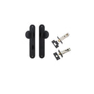 Door Knob Paddington Oval Privacy Matt Black CTC85mm H240xW40xP68mm Inbuilt Privacy Kit, Tube Latch Split Cam 'T' Striker Matt Black Backset 60mm, Privacy Bolt Round Bolt Matt Black Backset 60mm in Matt Black