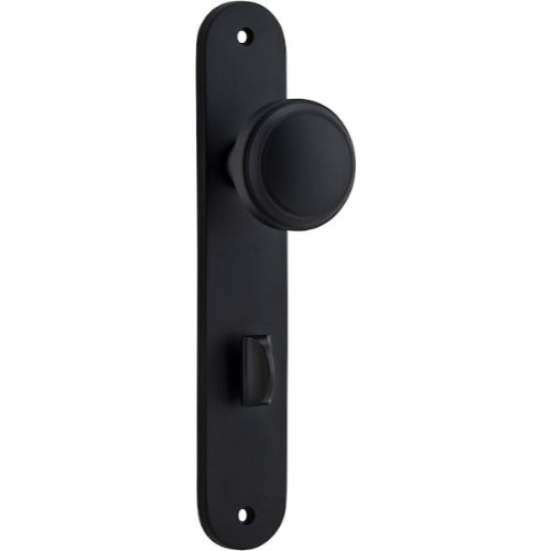 Door Knob Paddington Oval Privacy Matt Black CTC85mm H237xW50xP68mm in Matt Black