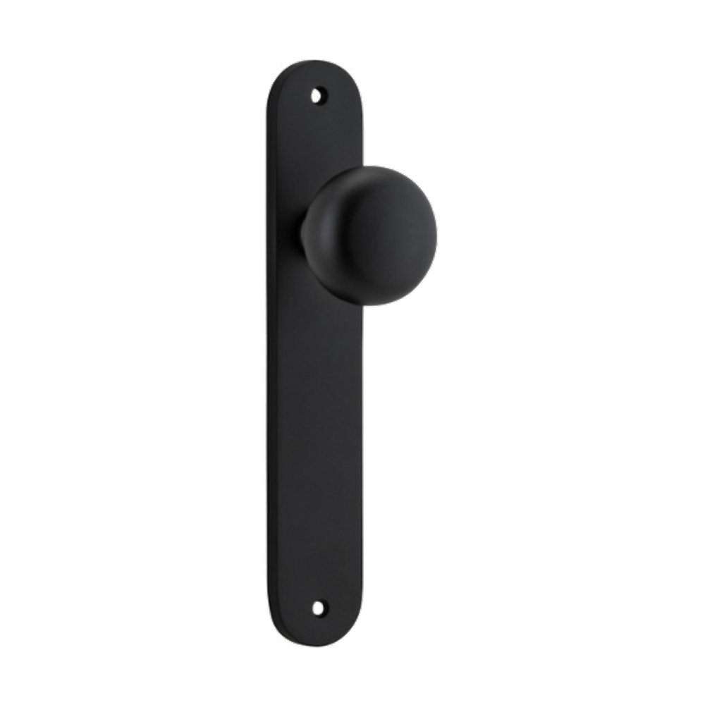 Door Knob Cambridge Oval Latch Matt Black H230xW40xP67mm in Matt Black