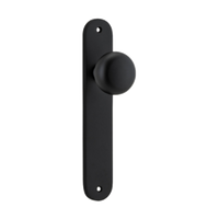 Door Knob Cambridge Oval Latch Matt Black H230xW40xP67mm in Matt Black