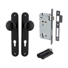 Door Knob Cambridge Oval Euro Matt Black CTC85mm H240xW40xP67mm Entrance Kit, Mortice Lock Euro Matt Black CTC85mm Backset 60mm, Euro Cylinder Dual Function 5 Pin Matt Black L65mm KA1 in Matt Black