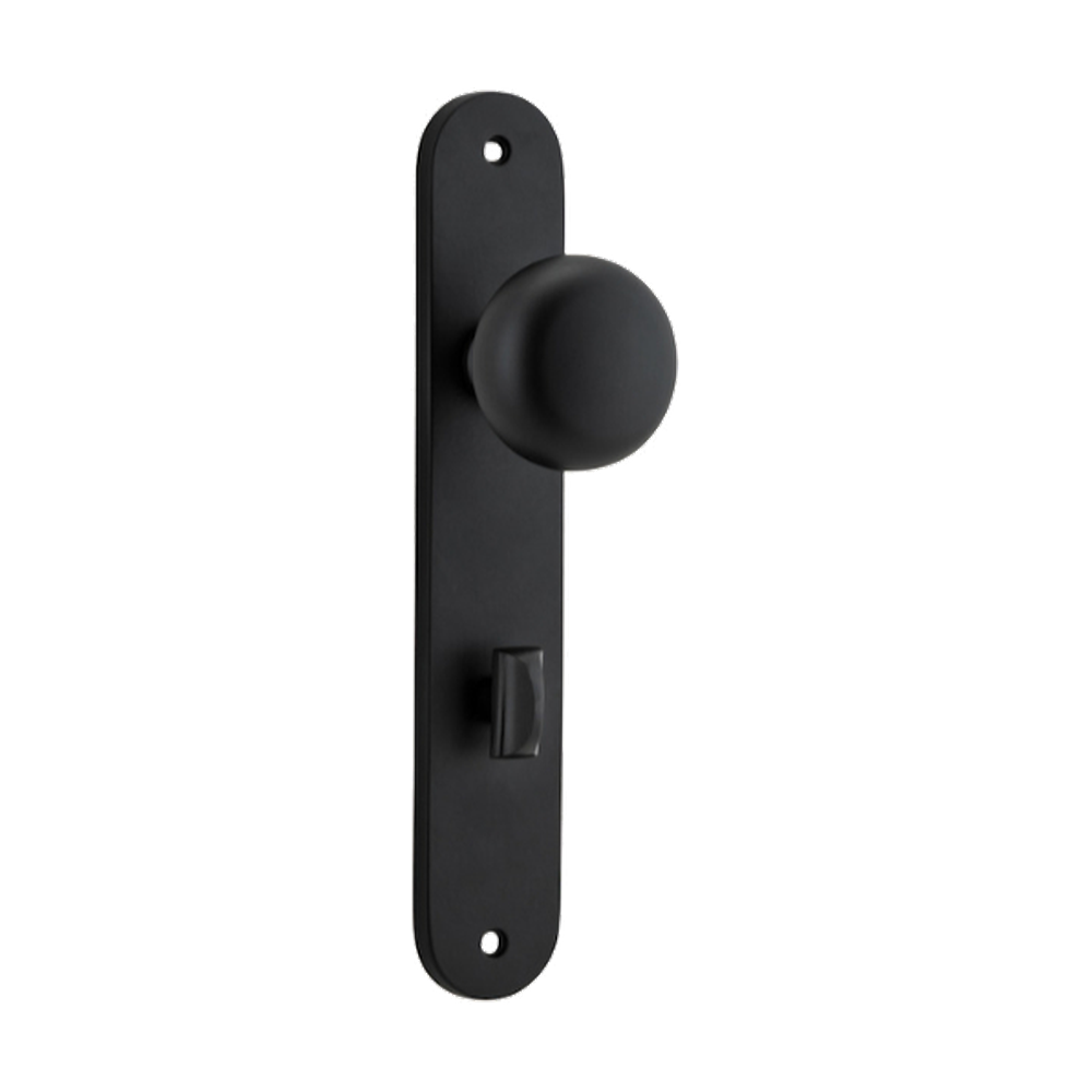 Door Knob Cambridge Oval Privacy Matt Black CTC85mm H230xW40xP67mm in Matt Black