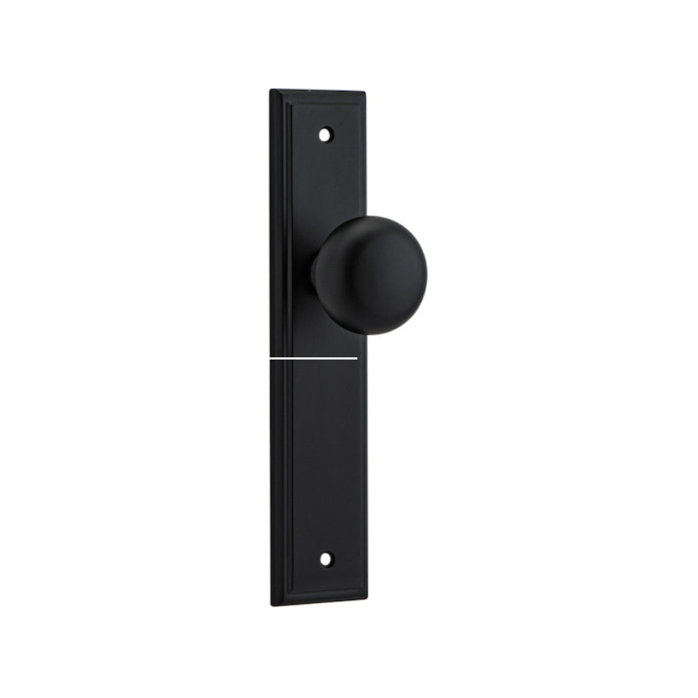 Door Knob Cambridge Stepped Latch Matt Black H237xW50xP67mm in Matt Black