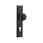 Door Knob Cambridge Stepped Euro Matt Black CTC85mm H237xW50xP67mm in Matt Black