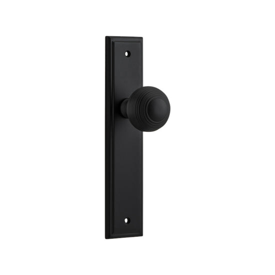 Door Knob Guildford Stepped Latch Matt Black H237xW50xP60mm in Matt Black