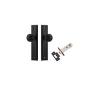 Door Knob Guildford Stepped Latch Matt Black H240xW50xP60mm Passage Kit, Tube Latch Split Cam 'T' Striker Matt Black Backset 60mm in Matt Black