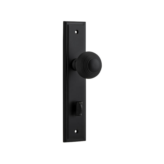 Door Knob Guildford Stepped Privacy Matt Black CTC85mm H237xW50xP60mm in Matt Black