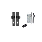 Door Knob Cambridge Chamfered Euro Pair Matt Black CTC85mm D55xP62mm BPH240xW50mm, Mortice Lock Euro Matt Black CTC85mm Backset 60mm, Euro Cylinder Dual Function 5 Pin Matt Black 65mm KA4 in Matt Black