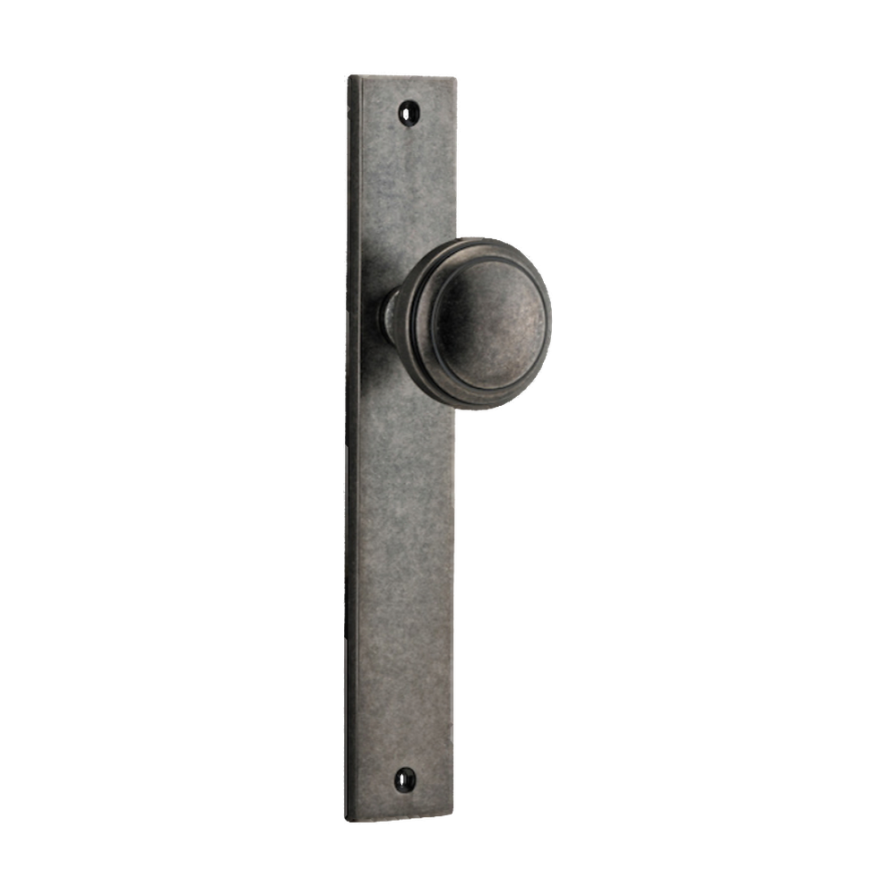 Door Knob Paddington Rectangular Latch Distressed Nickel H240xW38xP68mm in Distressed Nickel