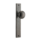 Pair of Iver Paddington knobs on rectangular backplates, showcasing sleek architectural hardware for doors or furniture.