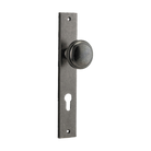 Pair of Iver Paddington knobs with rectangular backplates, showcasing elegant architectural hardware design.