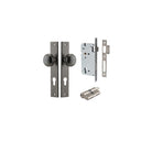 Door Knob Paddington Rectangular Euro Distressed Nickel CTC85mm H240xW38xP68mm Entrance Kit Mortice Lock Euro Distressed Nickel CTC85mm Backset 60mm, Euro Cylinder Dual Function 5 Pin Distressed Nickel L65mm KA1 in Distressed Nickel
