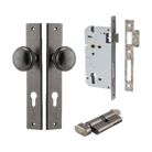 Pair of Iver Paddington knobs with rectangular backplates, featuring elegant architectural hardware design.