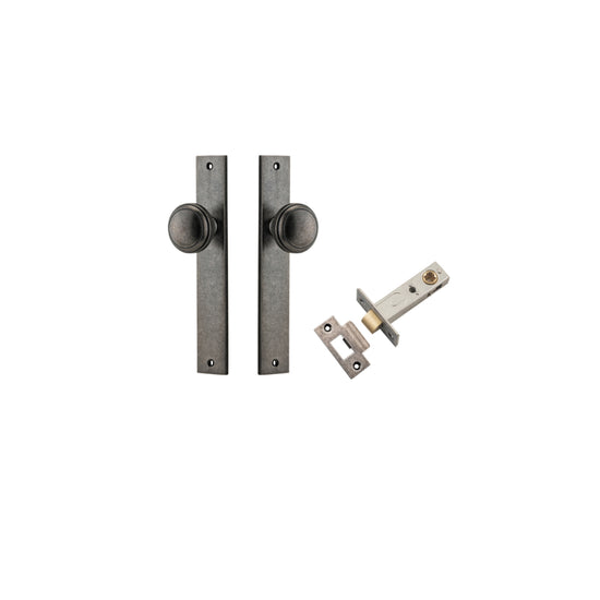 Door Knob Paddington Rectangular Latch Distressed Nickel H240xW38xP68mm Passage Kit Tube Latch Split Cam 'T' Striker Distressed Nickel Backset 60mm in Distressed Nickel
